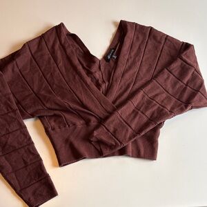 Chic V-Neck Brown Women's Blouse